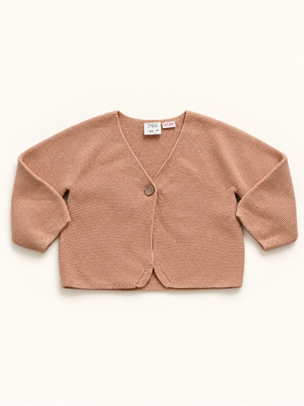 Zara Kids Rose Brown Knit Cardigan with Single Button